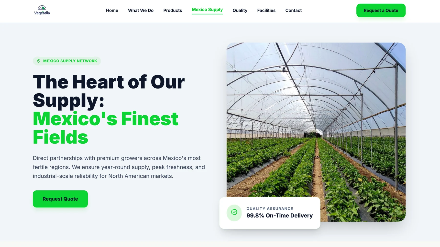Vegetally Mexico supply network page
